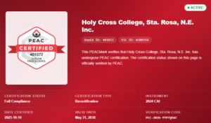 Holy Cross College Achieves PEAC Recertification: A Mark of Excellence in Quality Education